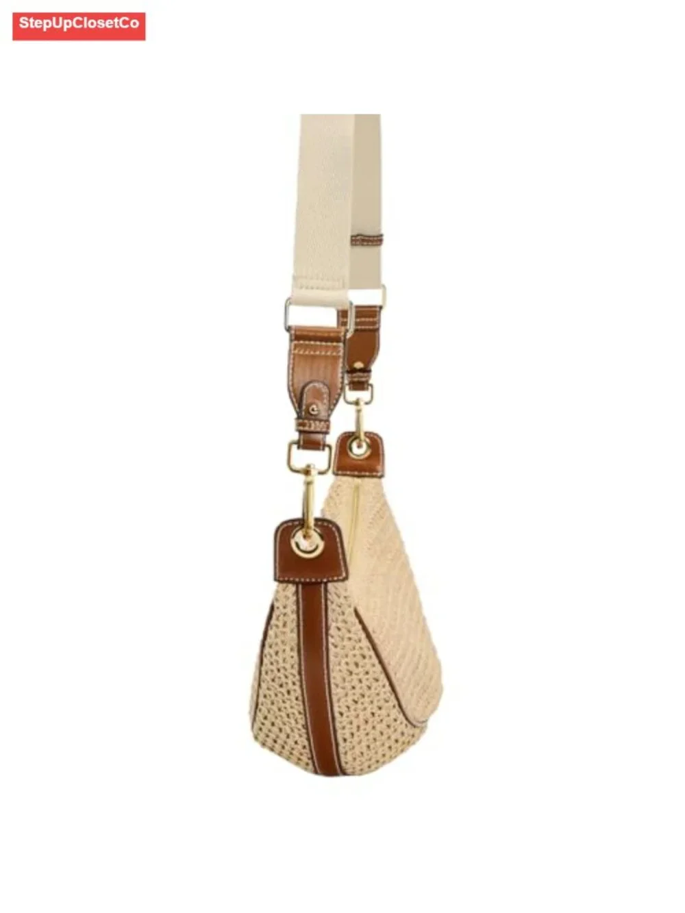 Straw Crossbody Bag for Women Crescent Woven Hobo Purse Adjustable Strap Summer